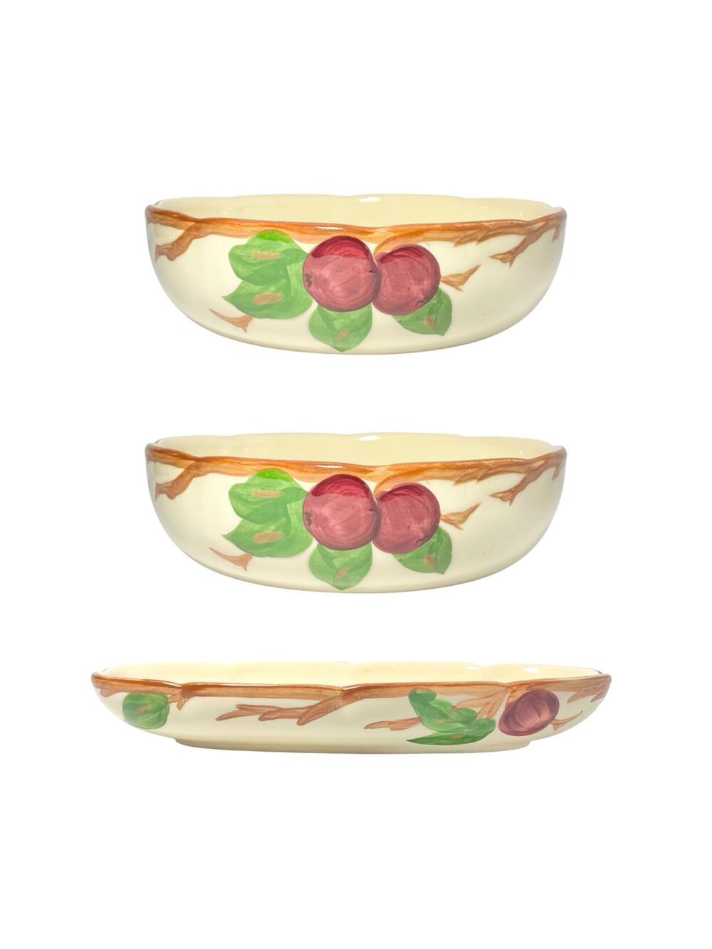Franciscan “Apple” 3-Piece Dinnerware Serving Hostess Set, Serving Bowl & Relish